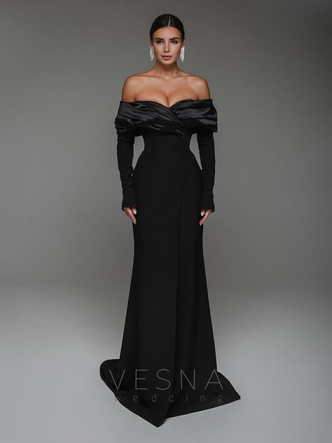 Evening dress Tiffany Noir Vesna Wedding Dress, Vesna Wedding, Lux Wedding, Model Wedding, Fancy Short Dresses, Black Dresses Classy, Spider Man No Way Home, Lace Dress Styles, Winter Evening