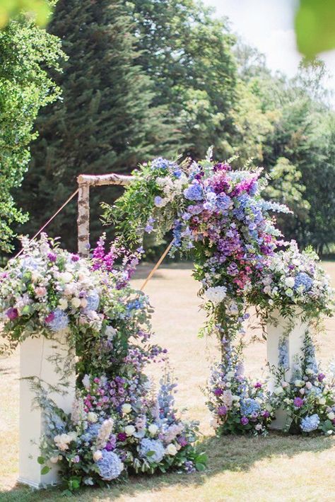 Bridal Arch, Blue Purple Wedding, Wisteria Wedding, Natural Wedding Decor, Greenery Decor, Wedding Decor Ideas, Lilac Wedding, Blue Wedding Flowers, Blue Lilac