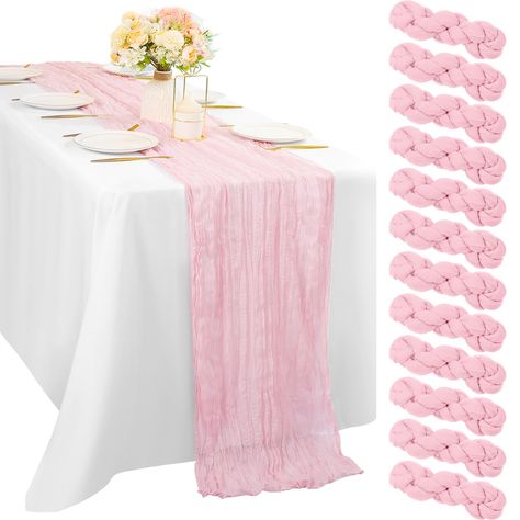 PRICES MAY VARY. Cheesecloth Table Runner Material:The light pink cheese cloth table runner is made of high-end gauze material, the fabric is delicate, the edge is neat and perfect, and the feel is soft and healthy. When it is matched with candles and flowers, it is full of romantic country style and strong atmosphere. Cheesecloth Runner for Tables Size:The size of each cheesecloth table runner is about 35 x 120 inches,10FT, Suitable for 10-12 people, can be used to decorate tables, chairs and a Pink Table Runners, Pink Birthday Theme, Cheesecloth Table Runner, Black Tablecloth, Boho Table Runner, Bridal Shower Tables, Baby Shower Table, Pink Table, Pink Birthday