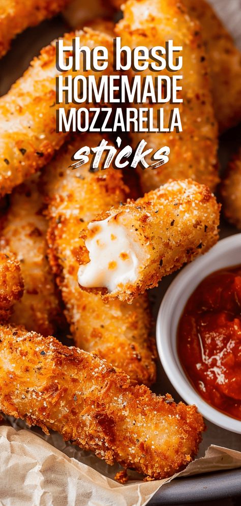 Homemade Mozzarella Sticks [30 Minutes] – Chasety Recipes For Dinner Fast And Easy, Homemade Mozerella Sticks, Yummy Homemade Recipes, How To Make Homemade Mozzarella Sticks, Homemade Mozzarella Sticks Baked, Easy Recipes With Mozzarella Cheese, Yummy Dinner Recipes Easy, Easy Things To Make Homemade, Homade Mozzarella Sticks