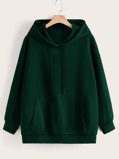 Dark Green Hoodie, Dark Green Sweatshirt, Women Sweatshirts, Lined Hoodie, Green Sweatshirt, Green Hoodie, Drawstring Hoodie, Casual Hoodie, Full Sleeve