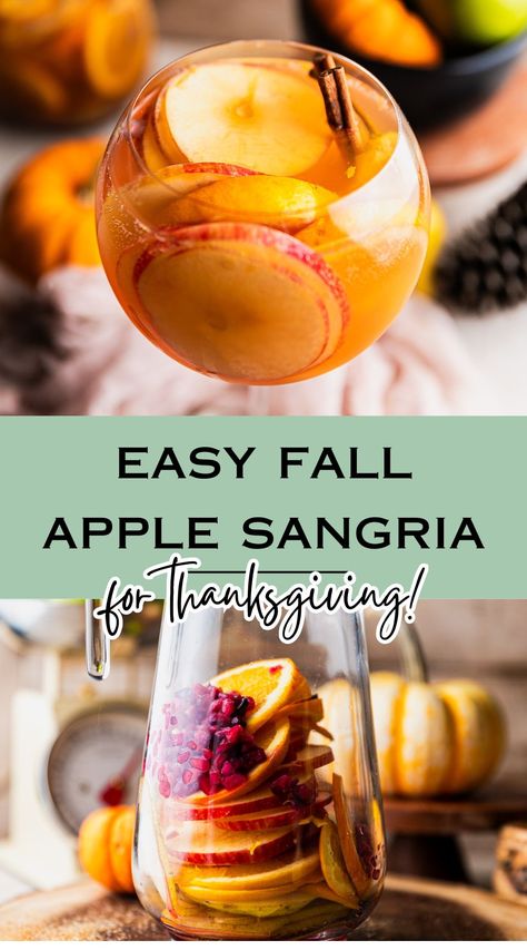 Add a touch of magic to your Thanksgiving celebration with our Apple Cider Sangria. This enchanting blend of white wine and apple cider captures the essence of fall, making it the perfect companion for your holiday feast. Let the festivities begin! White Wine Apple Cider Sangria, Fall Wine Drinks, Cider Sangria Recipes, Fall Sangria Recipes White, Fall Cider Recipes, Savanna Cider, Sparkling Apple Cider Sangria, Autumn Beverages, Apple Pie Sangria