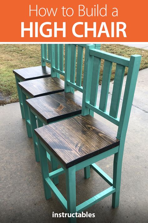 Kitchen Chairs Diy, Wood High Chairs, Chaise Haute Bar, Diy Bar Stools, Wood Chair Diy, Popular Diy, Outdoor Furniture Decor, Diy Wood Projects Furniture, Diy Chair