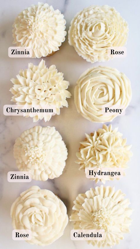 Buttercream Flower Cupcakes - Alissa's Bakeshop Buttercream Fall Flowers, Fall Flower Cupcakes, Buttercream Recipes, Buttercream Flowers Cupcakes, Piping Buttercream, Cupcake Flowers, Cake Decorating Flowers, Frosting Flowers, Chef Ideas