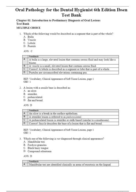 Test Bank Oral Pathology for the Dental Hygienist 6th Edition Ibsen Chapter 1 - 10 Updated Guide 2022 Oral Pathology, Dental Hygienist, Chapter 1, Nursing, Sheet Music
