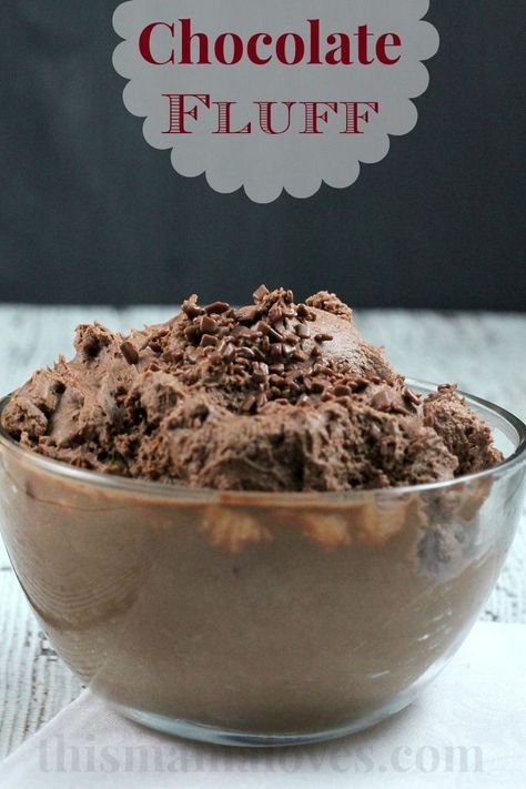 2 Ingredient Chocolate Fluff Recipe from This Mama Loves. Chocolate Fluff, Fluff Recipe, Fluff Desserts, Sweet Dips, Frosé, Mousse Recipes, Good Eat, 2 Ingredient, Cool Whip