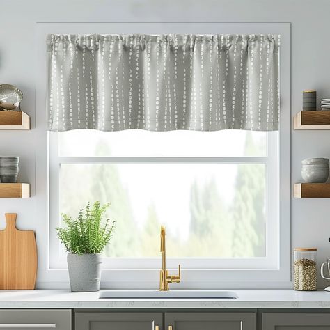 PRICES MAY VARY. Boho Valance for Windows: A package comes in 1 valance measuring 50 inch width by 16 inch length. Our window valance features a 2 inch pole pocket to accommodate cafe curtain rods under 1 1/5" diameter. Refresh the appearance of your windows with JINCHAN valance Moon Phase Pattern: Get away from solid curtains, the boho style print and some modern vibes associated with them bring some exquisite style to your spaces. Our valance curtain creates an artistic and exotic atmosphere i Modern Valances, Boho Valances, Gray Valance, Window Toppers, Cafe Curtain Rods, Small Window Curtains, Cafe Curtain, Kitchen Valances, Valance Window Treatments