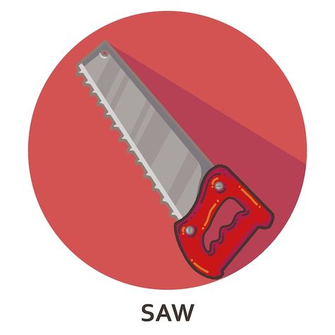 A red saw icon with the word saw on it | Premium Vector #Freepik #vector #saw #sawing #woodworking #cleaver Saw Illustration, Cartoon Picture, Cartoon Pics, Icon Illustration, Icon Set, Premium Vector, Woodworking, Red, Quick Saves