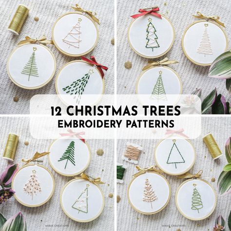 ♥ B E S T  S E L L E R ♥  - D E S C R I P T I O N - This set of 12 Christmas Trees hand embroidery patterns and stitch guide is perfect for beginners or stitchers of all experience levels. These patterns are perfect for tree ornaments and make a great gift. This 40-paged PDF digital download contains:  ~ 12 patterns scaled to fit 3" embroidery hoop ~ A beginner's guide to hand embroidery ~ A stitch guide with a YouTube tutorial for additional help ~ A color guide in DMC and Anchor threads ~ Step Embroidery Christmas Ornaments, Embroidered Christmas Ornaments, Christmas Tree Embroidery, Embroidery Ornaments, Winter Embroidery, Anchor Threads, Holiday Embroidery, Christmas Embroidery Patterns, Stitch Guide