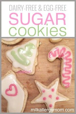 Egg Free Sugar Cookie Recipe, Dairy Free Sugar Cookie Recipe, Soft Cut Out Sugar Cookies, Dairy Free Sugar Cookies, Milk Allergy Mom, Sugar Cookie Icing Recipe, Cut Out Sugar Cookies, Making Sugar Cookies, Egg Free Cookies