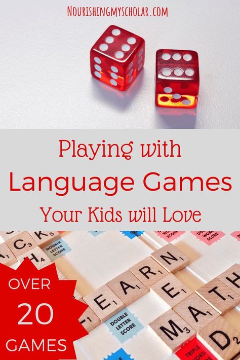 Playing with Language Games Your Kids will Love: Games are a great way for our kids to work on their language arts skills. Playing language games help kids with literacy, oral language, grammar, spelling, and vocabulary skills. Plus they are tons of fun and a great addition to our language arts curriculum. #BraveWriter #LanguageArts #BraveWriterLifestyle #Games #Gamesforkids via @preciouskitty23 Language Games For Kids, Language Learning Games, Art Games For Kids, Language Arts Games, Language Games, Vocabulary Games, Teaching Language Arts, Homeschool Learning, Homeschool Lesson