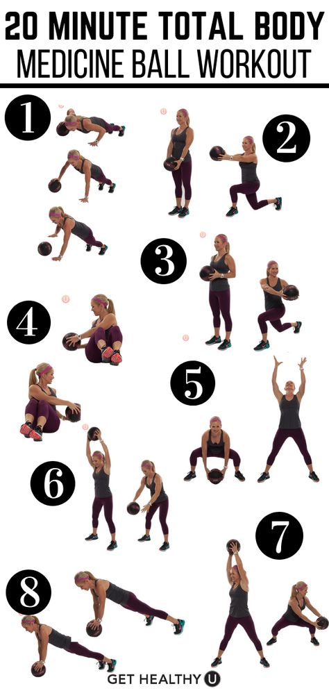 In need of a fresh twist on your fitness routine? Try this 20-minute medicine ball workout for a total body blast! #medicineball #workout #totalbodyworkout #gethealthyu Workouts With Weighted Balls, Ab Exercises With Medicine Ball, Ab Workouts With Medicine Ball, Weighted Exercise Ball Workout, Exercise Medicine Ball Workout, Med Ball Slams Workout, Medical Ball Workout, Medicine Ball Leg Workout, Medicin Ball Workouts