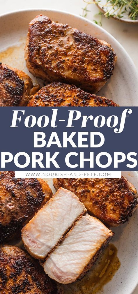 Easy to make and flavorful, with a beautiful golden crust and tender, juicy interior, these Baked Boneless Pork Chops are simply the best oven-baked pork chops you’ll ever have. Best of all, you just need pantry staples and about 5 minutes of prep work! Baked Thick Pork Chops, Tender Baked Pork Chops, Pork Loin Chops Recipes, Baked Boneless Pork Chops, Oven Pork Chops, Thick Cut Pork Chops, Center Cut Pork Chops, Boneless Pork Chop Recipes, Baked Pork Chops Oven