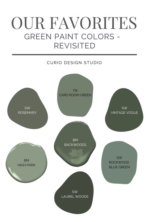 Let us help you grow to not only LOVE green but to go so far as to view it as a neutral. #green #greenpaint #greenpaintcolors #neutralgreen #interiordesign #curiodesign Modern Green Paint Colors, Vogue Green Sherwin Williams, Smoky Green Paint, Organic Modern Paint Colors, Vintage Vogue Green, Green Color House, Grey And Green Bedroom, Neutral Green Paint Colors, Best Dark Green Paint Colors