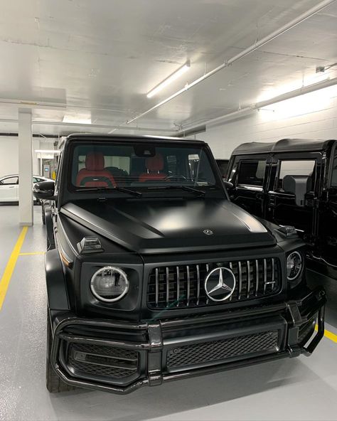 The one and only all new G63 ///AMG in Matte Black on Red leather interior. Contact us for more information. #holandleasing… G Wagon Matte, G Wagon Matte Black, Mercedes G Wagon Interior, G Wagon Interior, G Wagon Amg, Black G Wagon, Prom Car, Matte Black Cars, Black Mercedes Benz