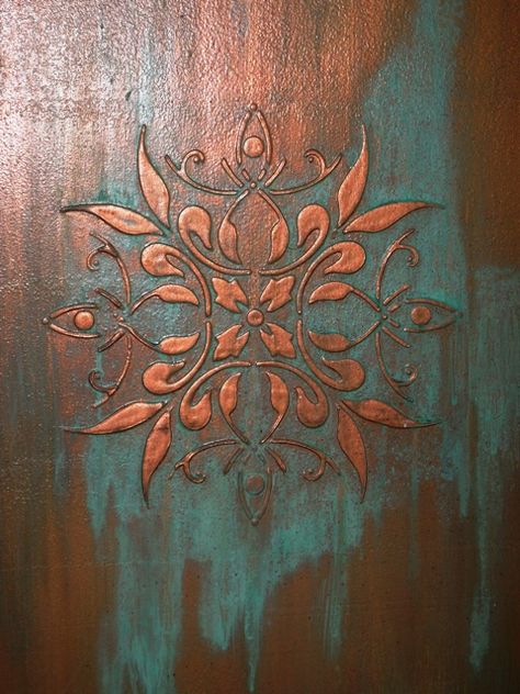 Raised plaster relief/copper patina Denver, Colorado, by Cindy Norris Plaster Relief, Faux Painting, Decoupage Art, Wall Texture, Plaster Art, Doodle Drawing, Copper Patina, Stencil Art, Paint Furniture