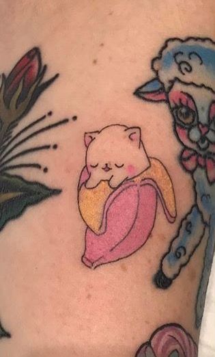 Banana Tattoo, Traditional Tattoo Flash Art, Tattoo Apprenticeship, Torso Tattoos, Vegan Tattoo, Kawaii Tattoo, Fresh Tattoo, Cute Tiny Tattoos, Tatuaje A Color