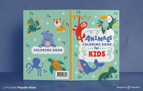 Coloring Book Cover Design, Booklet Cover Design, Book Illust, Coloring Book Cover, Textile Designing, Children's Book Layout, Childrens Book Cover, Animal Coloring Book, Book Illustration Design