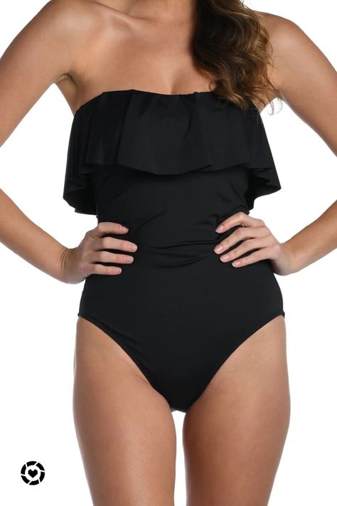 Bandeau One Piece Swimsuit, One Piece Suit, One Piece Swimsuit, Ruffles, Bodice, Split, Tights, Built In, One Piece