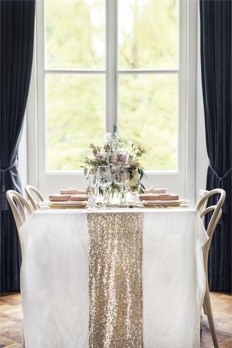 Gold Sequin Table Runner, Glittery Wedding, Wedding Candles Table, Bridal Shower Champagne, Diy Wedding Table, Sequin Table Runner, Wedding Table Linens, Sequin Table, Gold Bridesmaid Dresses