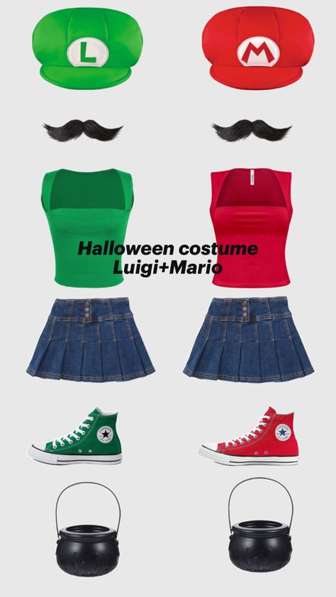 Luigi+Mario x X Halloween Costume, Luigi Halloween Costume, Mario Halloween Costumes, Duo Halloween Costume Ideas, Angel Halloween Costumes, Mario Costume, Mario E Luigi, Couples Halloween Costume Ideas, Halloween Costume Ideas For Couples