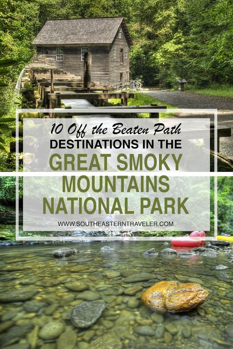 The Great Smoky Mountains National Park is the most-visited national park in the country. That can make it difficult to get around but fortunately there are some places you can still enjoy the peace and quiet. These 10 off the beaten path spots in the Great Smoky Mountains National Park are some great places to visit. #travel #nationalpark #greatsmokymountains Tennessee Landscape, Smoky Mountains North Carolina, Tennessee Photography, Smokey Mountains National Park, Tennessee Road Trip, Smokey Mountains Vacation, Land Between The Lakes, Tennessee Nashville, Smoky Mountains Vacation