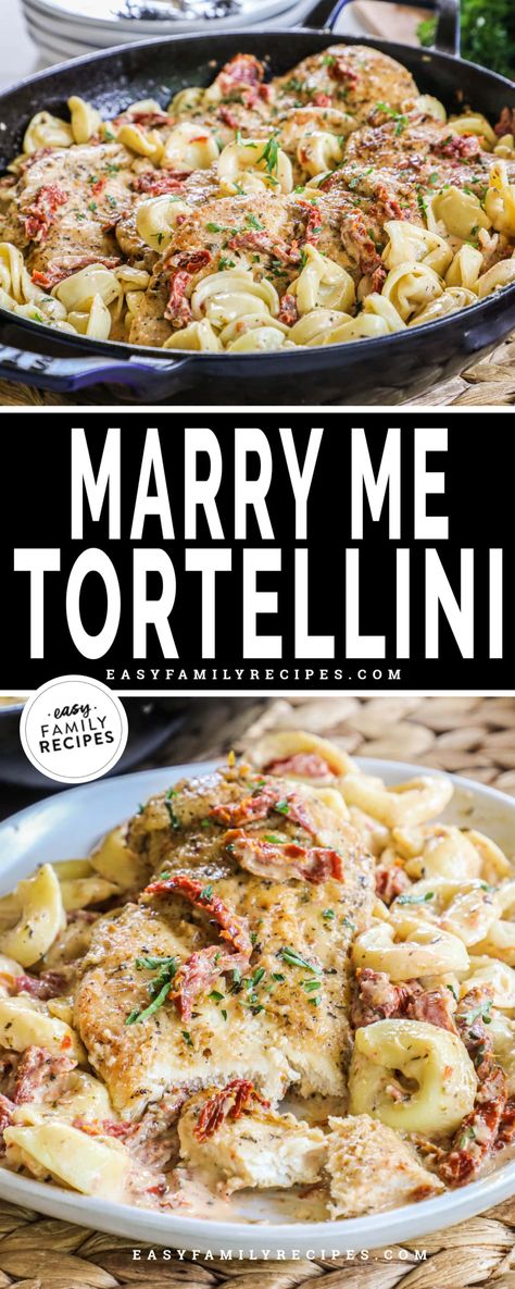 Marry Me Chicken Cheese Tortellini, Chicken Tortolini Recipe, Sundried Tomato Tortellini, Tortellini Recipes Easy, Chicken Tortellini Recipes, Meals To Take To Someone, Marry Me Chicken Tortellini, Cheese Tortellini Recipes, Cheesy Tortellini