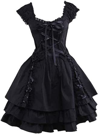 Ainclu Womens Classic Black Layered Lace-up Goth Lolita Dress Lace Front Dress, Goth Dress, Gothic Dress, Mori Girl, One Piece Dress, Lolita Dress, Gothic Lolita, Lolita Fashion, Mode Style