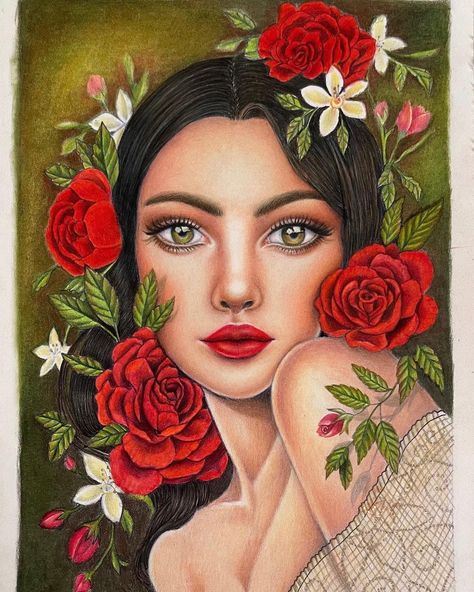 Color Pencil Sketch, Portraits Art, Space Living Room, Beautiful Art Paintings, Contemporary Portrait, See Yourself, Step By Step Painting, Diy Diamond Painting, Woman Drawing