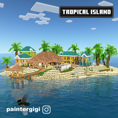 Minecraft Tropical Island, Minecraft Tropical, Minecraft Beach House, Minecraft Garden, Minecraft City Buildings, Minecraft Mansion, Minecraft Structures, Minecraft Servers, Bangunan Minecraft