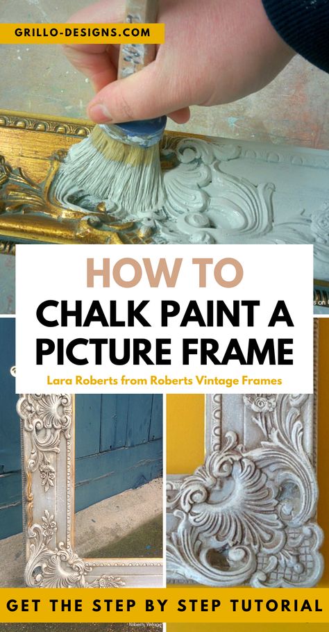 tips and tricks on how to use chalk paint to paint a picture frame- a great DIY upcycling project and easy to do! #chalkpaint #pictureframe #diy Painting Picture Frames Diy, Distressed Mirror Frame, Chalk Paint Mirror, Upcycle Frames, Painting Mirror Frames, How To Chalk Paint, Antique Mirror Frame, Painting Mirror, Paint A Picture