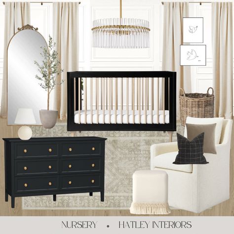 Nursery With Bay Window, Neutral Black Nursery, Black White Neutral Nursery, Black Gender Neutral Nursery, Charcoal Crib Nursery, Modern Black Nursery, Contemporary Modern Nursery, Nursery With Sconces, Black Crib Nursery Gender Neutral