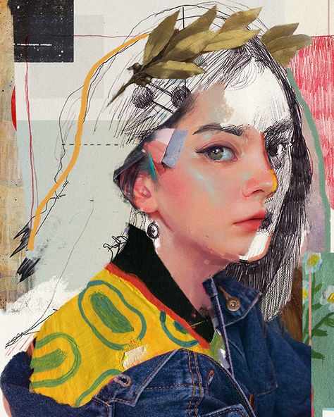 Collage Portrait, 그림 낙서, 인물 드로잉, Collage Illustration, Collage Design, A Level Art, Ap Art, Portrait Illustration, Art Anime