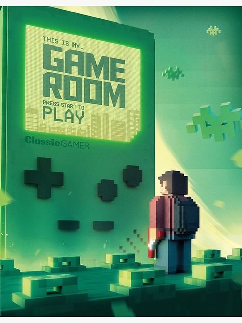 Game Room Poster Ideas, Gaming Posters Design, Arcade Poster Graphic Design, Game Style Art, Gamer Poster Design, Retro Gaming Poster, Gaming Design Poster, Retro Gaming Logo, Modern Pixel Art