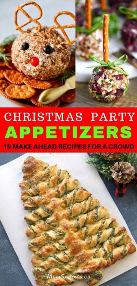 These are my favorite make-ahead Christmas Appetizers to feed a crowd. These 15 ideas will keep your holiday party moving. #christmasappetizers Make Ahead For A Crowd, Christmas Appetizers Recipes, Christmas Party Appetizers, Make Ahead Christmas Appetizers, Holiday Appetizers Christmas, Christmas Potluck, Appetizers Christmas, Recipes For A Crowd, Christmas Appetizers Party