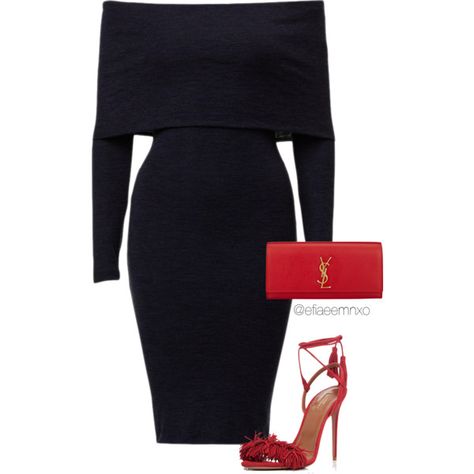 Red Dress Bag Ideas, Black Dress With Red Accessories, Winter Black Dress, Outfits Party Night, Looks Pinterest, Outfit Chic, Modest Wear, Red Heels, Red Outfit