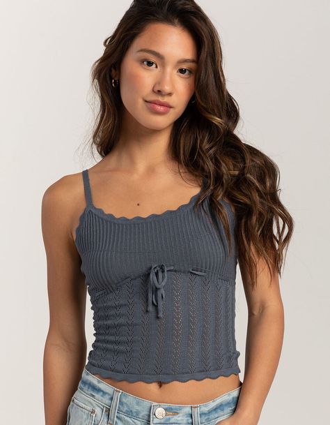 RSQ Womens Mix Stitch Cami - SLATE BLUE | Tillys Outfits Ideas Women, Sets For Summer, Jean Set, Sheer Tops, Clothes Wishlist, Cute Summer Tops, Set Outfits, Cami Set, Womens Cami