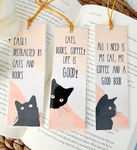 Cat Bookmark, Bookmark Crochet, Handmade Bookmarks Diy, Peeking Cat, Cute Bookmark, Creative Bookmarks, Paper Bookmarks, Watercolor Bookmarks, Cute Bookmarks