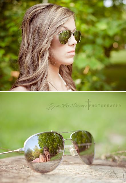 the reflection is cool. i like how the sunglasses and her eyebrows give her this "i don't care" look Prom Sunglasses Picture, Summer Sunglasses With Mirrored Lenses, Reflection In Sunglasses Drawing, Sunglasses Reflection, Reflection In Sunglasses, Male Senior Photography, Senior Photography Poses, Reflection Photography, Senior Poses