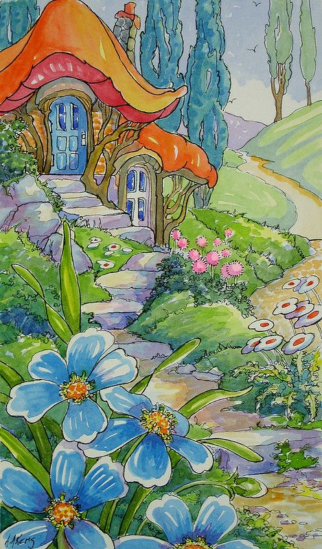 Alida Akers, Cottage Illustration, Storybook Art, Marjolein Bastin, Storybook Cottage, Canvas For Beginners, Cottage Art, Hur Man Målar, Seni Cat Air