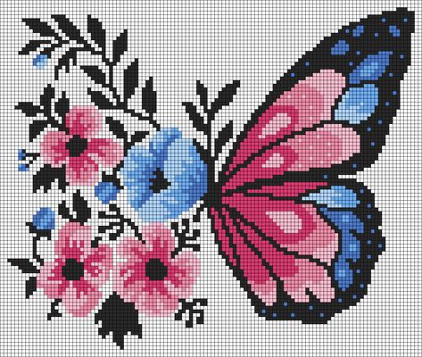 Alpha pattern #113549 | BraceletBook Cross Stitch Butterfly, Stitch Butterfly, Butterflies Nature, Butterfly Cross Stitch Pattern, Butterfly Cross Stitch, Flowers Butterfly, Tapestry Crochet Patterns, Pola Kristik, Disney Cross Stitch