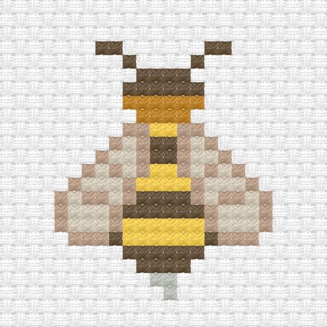 Pixel Bee Art, Bee Alpha Pattern, Bee Cross Stitch Pattern Free, Pixel Art Bee, Bee Pixel Art, Simple Cross Stitch Patterns, Cross Stitch Bee, Bee Cross Stitch Pattern, Bee Cross Stitch