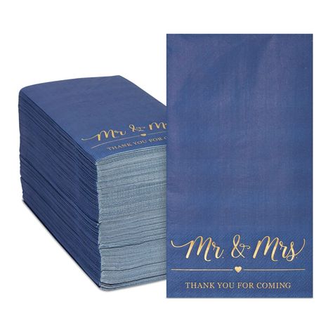 PRICES MAY VARY. Wedding Cocktail Napkins: Add this set of white napkins to your party decor, the gold foil words read "Mr and Mrs" to create a cohesive theme throughout your event Protect Your Surfaces: The wedding napkins are soft for a comfortable dining experience and highly absorbent to keep your tables clean and stain-free from spilled food, juice, or soda Reliable Quality: Our navy blue and gold dinner napkins are 3-ply to ensure they resist tearing or falling apart; the thick wooden pape Napkins For Wedding Reception, Navy Blue Napkins, Napkins For Wedding, Wedding Cocktail Napkins, Gold Foil Design, Blue Napkins, Navy Blue And Gold, White Napkins, Wedding Party Supplies