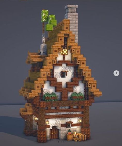 Steampunk Mc Builds, Minecraft Simple Medieval House, Mid Evil Minecraft Builds, Minecraft Midevil Village Ideas, Minecraft Midevil Building Ideas, Minecraft Library Build, Gothic Village, Aesthetic Minecraft House, Minecraft Roof