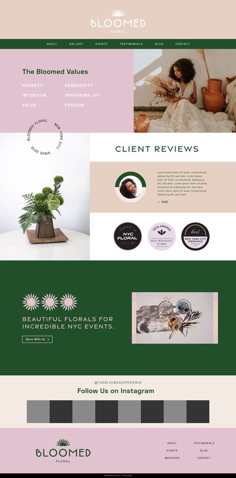 Website Testimonial Design Inspiration, Art Portfolio Website Inspiration, Blog Web Design Layout, Green And Pink Website Design, Art Shop Website Design, Gift Shop Website, Colors For Website, Elementor Website Design Inspiration, Website Design Inspiration Colorful