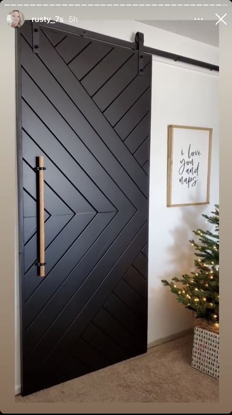 Salon Door Ideas, Black Modern Barn Door, Board And Batten Barn Door, Modern Barn Door Bedroom, Boho Barn Door, Modern Barn Doors In The House, Barndoor Modern, Barn Door Alternative, Bathroom Barn Door Ideas Master Bath