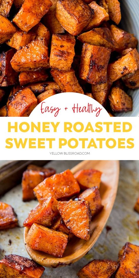 Honey Roasted Sweet Potatoes, Sweet Potato Oven, Sweet Potato Side Dish, Sweet Potato Recipes Roasted, Sweet Potato Sides, Oven Roasted Sweet Potatoes, Cinnamon Honey, Healthy Honey, Honey Sauce