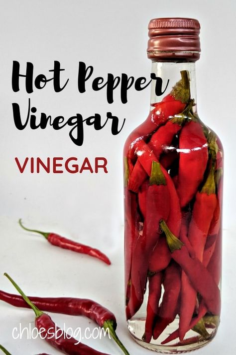 Try This Hot Pepper Vinegar Recipe Hot Pepper Vinegar, Peppers In Vinegar, Pepper Vinegar, Hot Pepper Recipes, Flavored Vinegars, Infused Vinegars, Pepper Sauce Recipe, Homemade Hot Sauce, Paprika Sauce