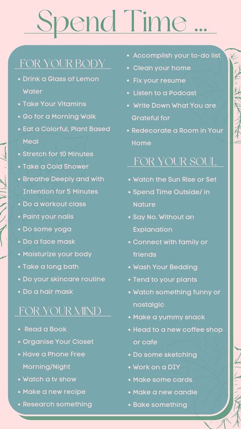 Ways To Make Life More Interesting, What To Do In Free Time Ideas, Spending Time By Yourself, Me Time Things To Do, How To Do Things For Yourself, Mindful Things To Do, Feel Good Things To Do, Things To Do For Self Improvement, Things To Relax Yourself