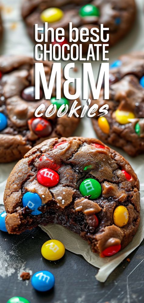 Soft Chocolate M&M Cookies [20 Minutes] – Chasety Monster Truck Snacks Food Ideas, M&m Cookies, Mnm Cookies Recipe, Chocolate M M Cookies, Bake Sale Ideas, Mnm Cookies, Baking Cinnamon, School Cookies, Kfc Recipe